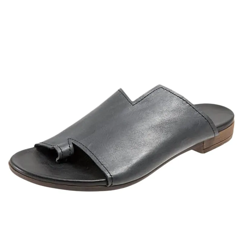 Сандалии женские на плоской подошве кожаные босоножки в ретро стиле римские