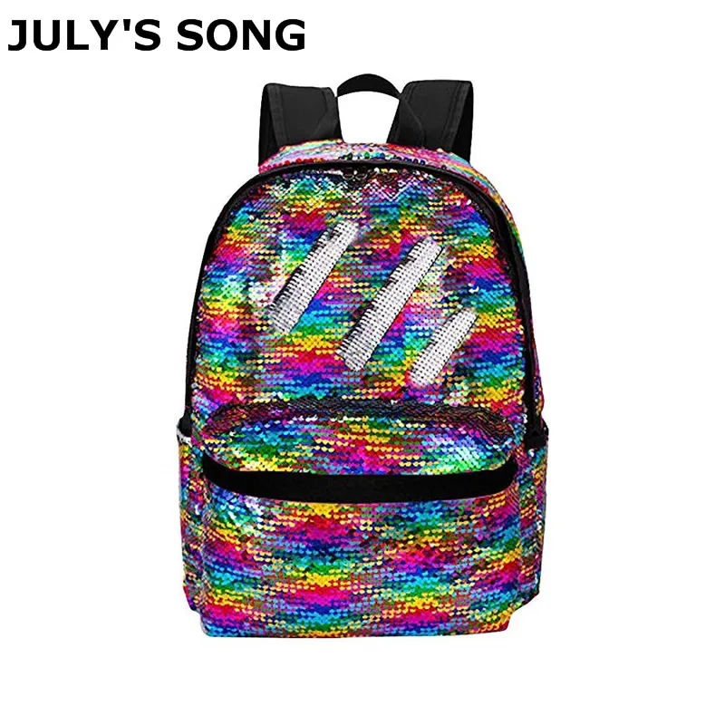 JULY'S SONG унисекс рюкзак для мальчиков и девочек модный рюкзак с блестками большая вместительная дорожная сумка студенческая школьная сумка - Цвет: Rainbow