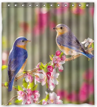 

BravoVision Fashion Custom Spring Two Lovebirds Waterproof Fabric Bath Shower Curtain 66" x 72"