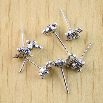 

20pcs Tibetan silver color crafted stud Earring Post with loop h1045