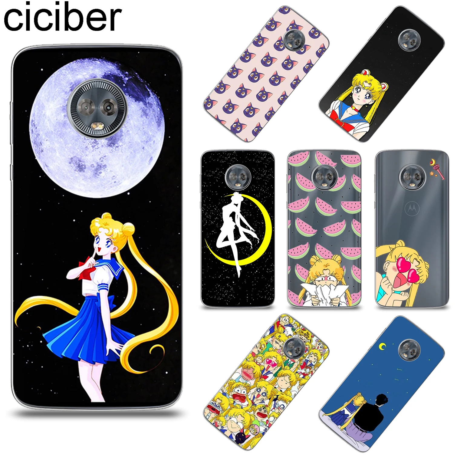 

ciciber Cartoon Sailor Moon For Motorola Moto G6 G5 G5S E5 E4 C Z2 Z3 ONE P30 G4 Plus Play Power M X4 Soft TPU Phone Case Fundas