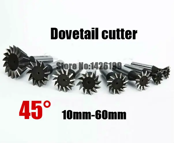 

1PCS 45 Degree HSS Dovetail Cutter End Mill Milling Cutter 10mm 12mm 14mm 16mm 18mm 20mm 25mm 30mm 32mm 35mm 40mm 45mm 50mm 60mm