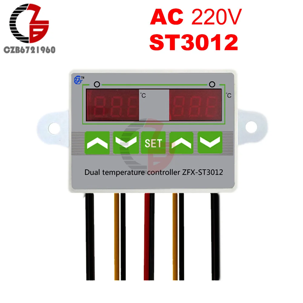 Цифровой термостат DST1000 с регулятором температуры переменного тока, 12 В, 24 В, 110 В, 220 В, STC-1000 - Цвет: ST3012 AC 220V