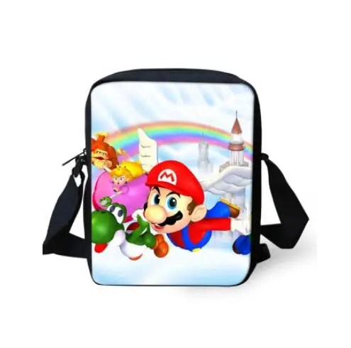 picture color Супер Марио Bros печатные мини детские школьные сумки Мультфильм крест тела сумки на плечо для детей маленьких мальчиков девочек школьный - Цвет: picture color
