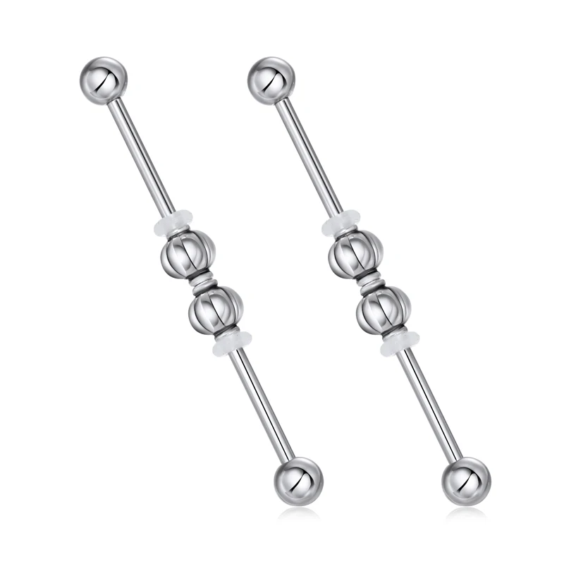 

GEOMEE 1 Pc Stainless Steel Industrial Piercing Ear Cartilage Stud Earring Barbell Straight Ear Piercings Fashion Ear Jewelry