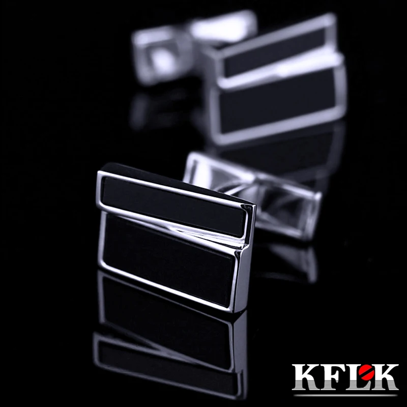 

KFLK Jewelry shirt Fashion cufflinks for mens Brand Black cuff links bouton Male High Quality Luxury Wedding Groom Free Shipping