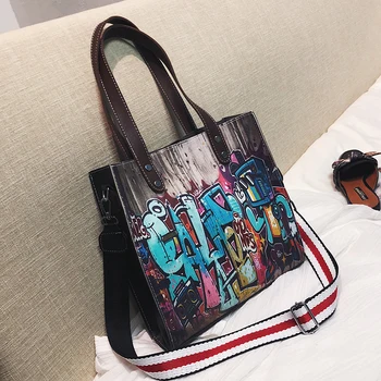 

Bag for women Large-capacity graffiti bag female 2020 new broadband tote bag shoulder Messenger bag