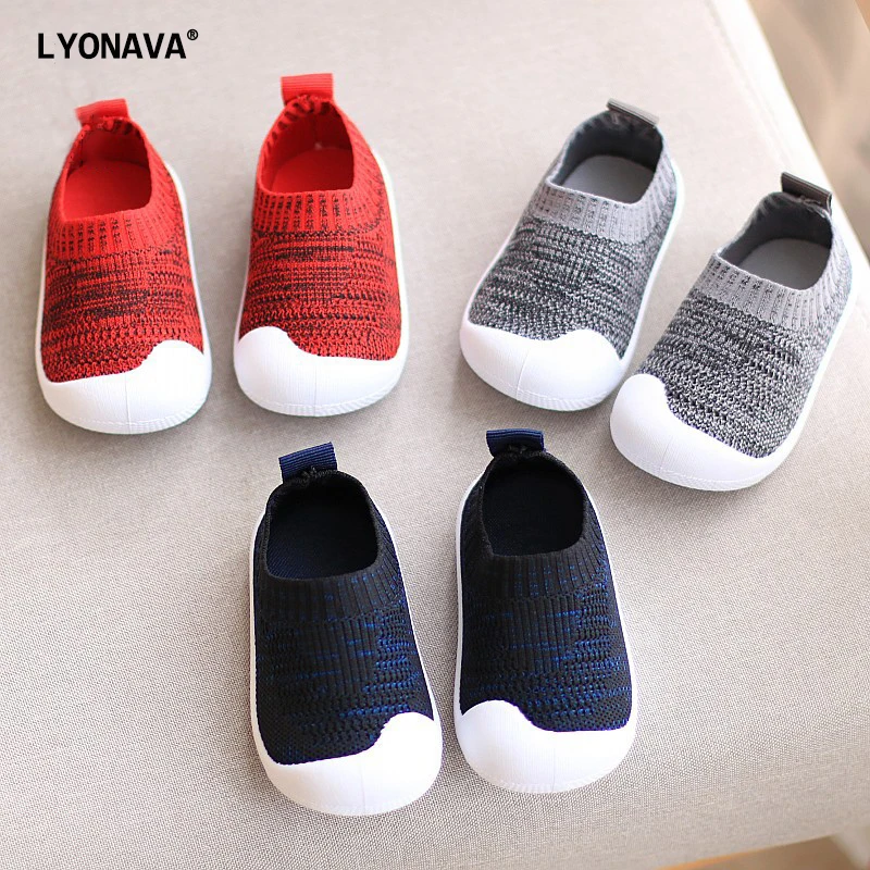 

Spring Autumn Baby Sneakers Infant Toddler Shoes Mesh TPR Soft Bottom Slip-On Knitted Casual Boys Girls Shoes First Walkers Kids
