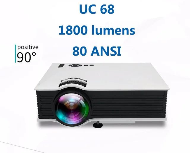 UNIC обновленный UC68 Full HD1800 люмен светодиодный проектор для домашнего кинотеатра мультимедийная поддержка Miracast Airplay USB HDMI VGA - Цвет: UC68 white 80 ANSI