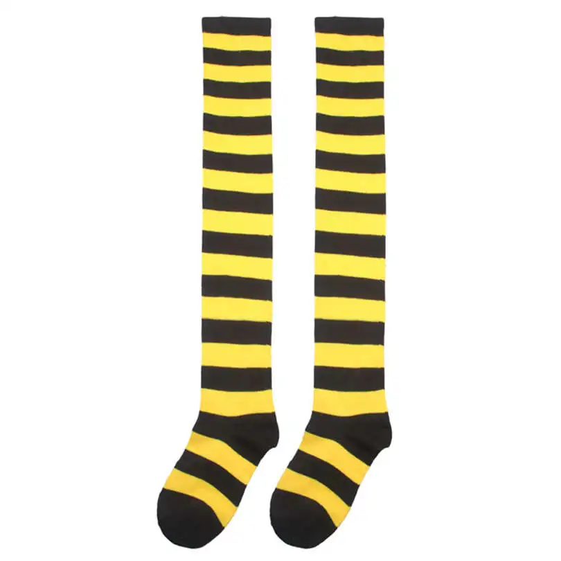 1 Pair New Women Girls Halloween  Striped THIGH HIGH SOCKS Over Knee Girls Womens Cosplay Casual Daily Socks #4F03 (2)