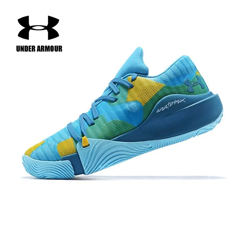 

Under Armour Men Curry 5 Low Top Basketball Shoes Yellow sport shoe Blue Summer Sneakers Zapatillas hombre deportiva US 7-12