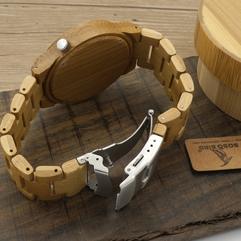 Wristwatch Ghost Eyes Wood Strap Glow Analog Watch with Bamboo Gift Box C-B22 (6)