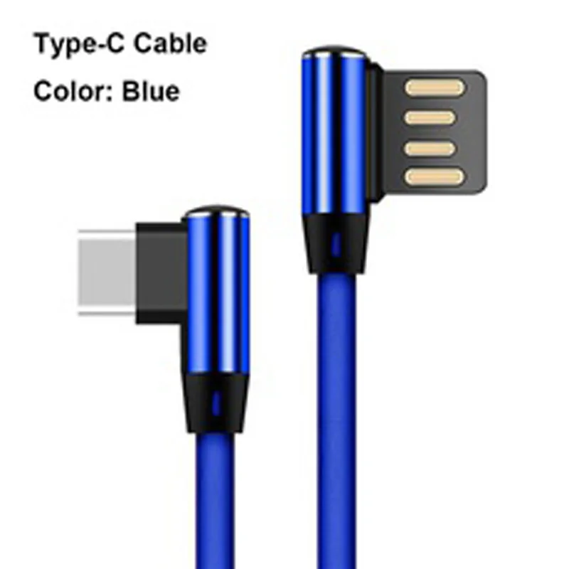 Usb type C 90 градусов быстрая зарядка USB C зарядный кабель для передачи данных type-C телефонные кабели для samsung huawei Xiaomi type-C устройств - Цвет: Синий