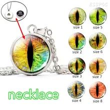 Colar de prata Dragão Do Mal Olho De Vidro Da Foto Cabochão Colar Banhado A Prata Jóias Naturais Presentes(China)