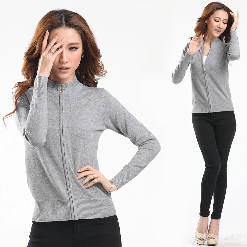 New Pure Cashmere Women's Long Sleeve Over sized Zip Cable