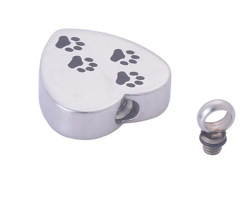 

HiaDeLena Personalized Pet Cremation Neckalce Pet Paw Dog Ashes Urn Locket Pendant Stainless Steel Necklace