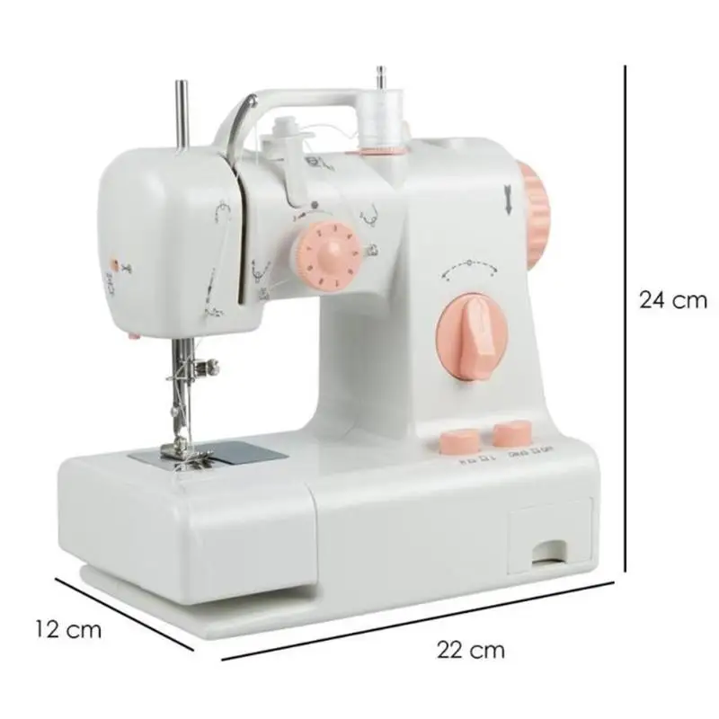 Мини-швейная машина, новая штепсельная вилка европейского стандарта, FHSM-318, Электрический встроенный светильник, бытовая многофункциональная швейная машина для рукоделия