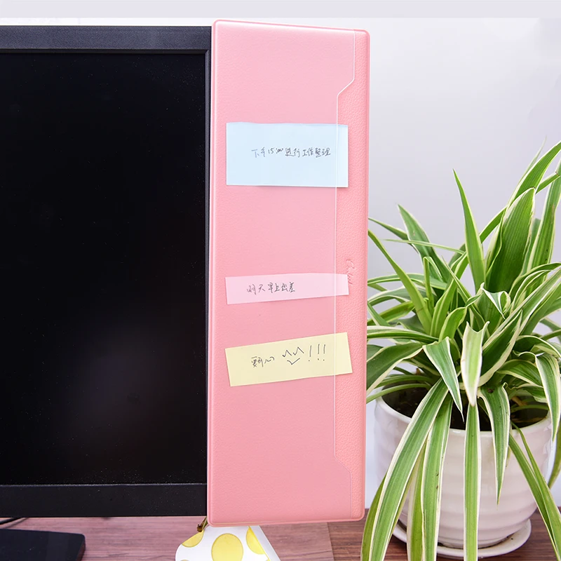 

Leather Computer Message Board Memo Pad Holder, Monitors Side Panel Notes Message Boards Sticky Boards for Cabinets Shelves
