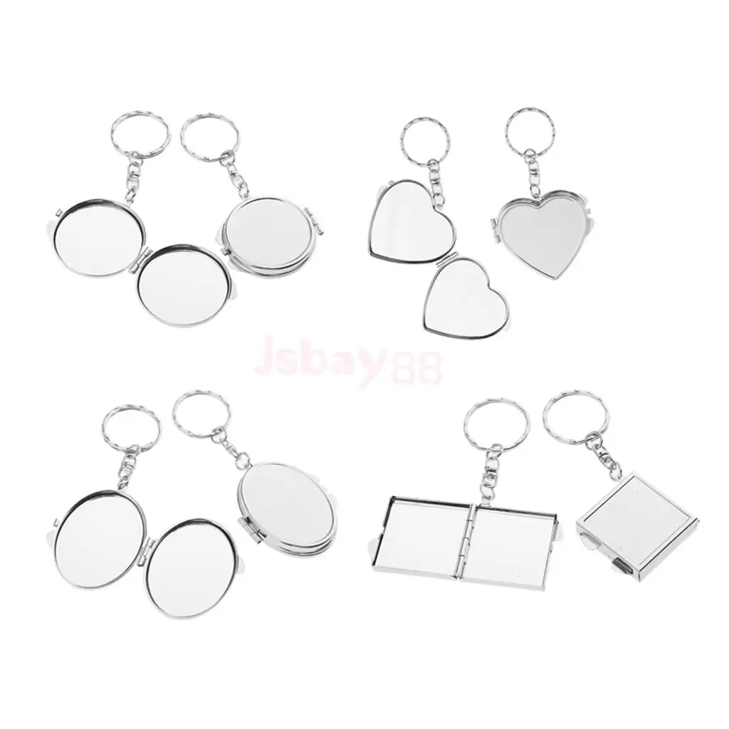 

2 Pieces Travel Mini Portable Folding Pocket Compact Makeup Mirror Key Ring Keychain