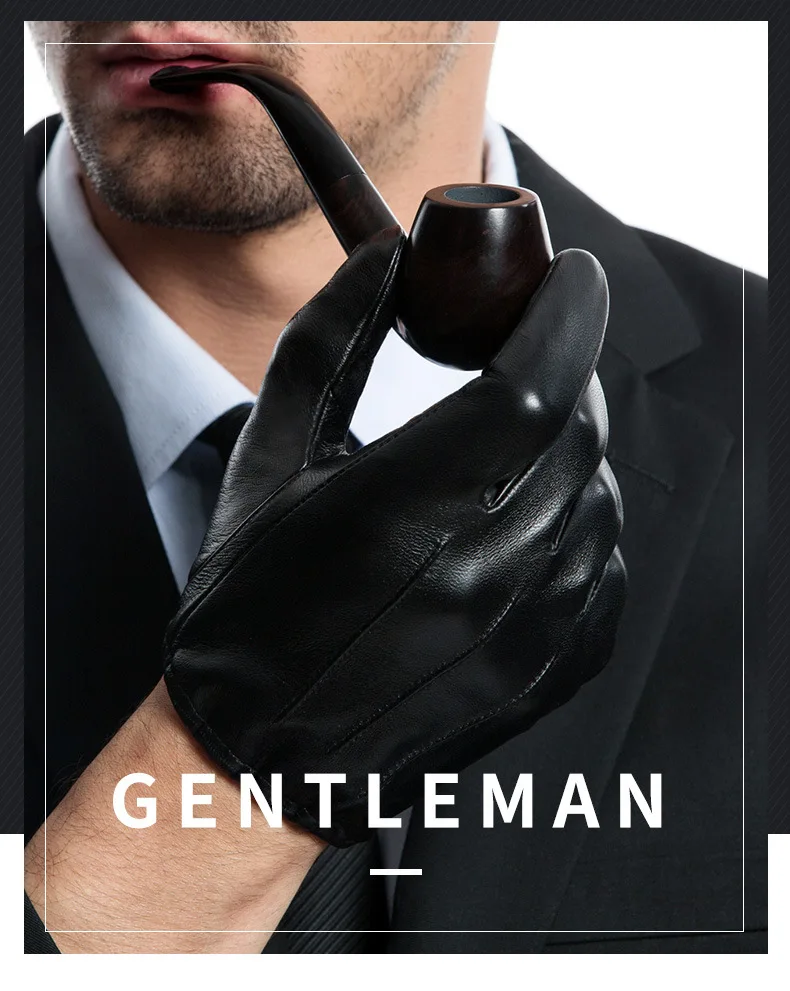 Genuine Leather Gloves Male Sheepskin Gloves Thin Short Style Spring Autumn Touch Screen Driving Man's Mittens MLZ101