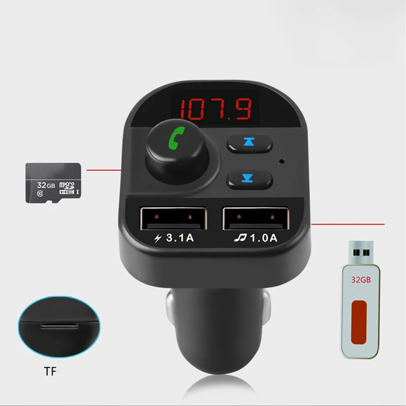 5 в 4.1A USB Автомобильное зарядное устройство fm-передатчик Автомобильный MP3-плеер многофункциональный автомобильный bluetooth-плеер поддержка tf-карты U диск