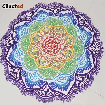 

Cilected Mandola Beach Towel Tapestry Tassel Circle Lotus Shawl Living Room Bedroom Sitting Blanket Yoga Mat Beach Towel 150*150
