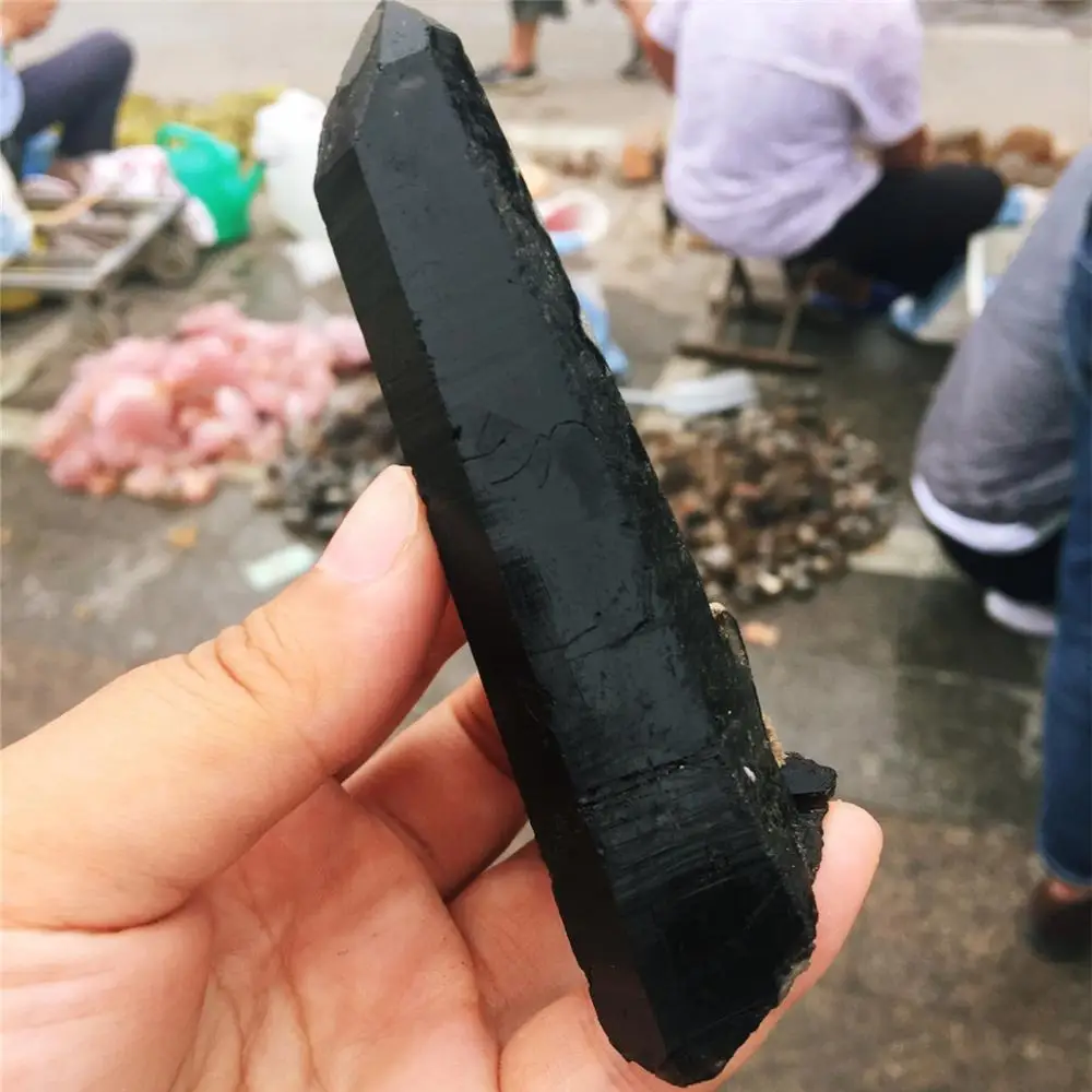 1 шт. ааааа естественная красота черного гроздь кристаллов кварца минеральные