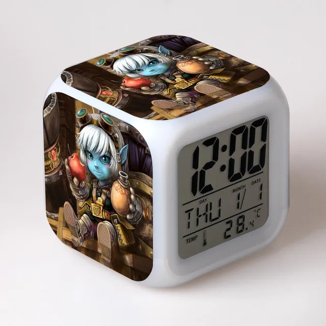 Game LOL Toys Kids Alarm Clock LED Color Changing Digital Clock Desk