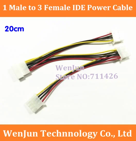 Free Shipping PC Case power cord 1 male to 3 female IDE Adapter Cable