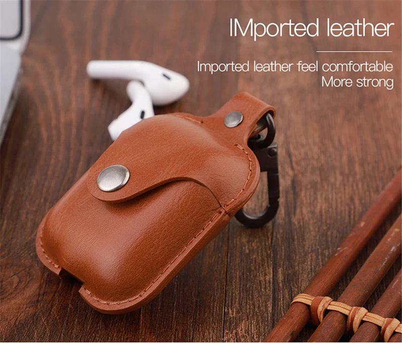 PU Leather Case For Airpods Luxury Business Earpods Box For Apple Earphone Cute Cover For Air Pods With Hook Lovely Protector (1)