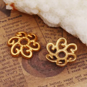 

DoreenBeads Zinc Based Alloy Beads Caps Flower Matt Gold Color Jewelry Findings (Fit Beads Size: 14mm Dia.) 12mm x 11mm, 10 PCs