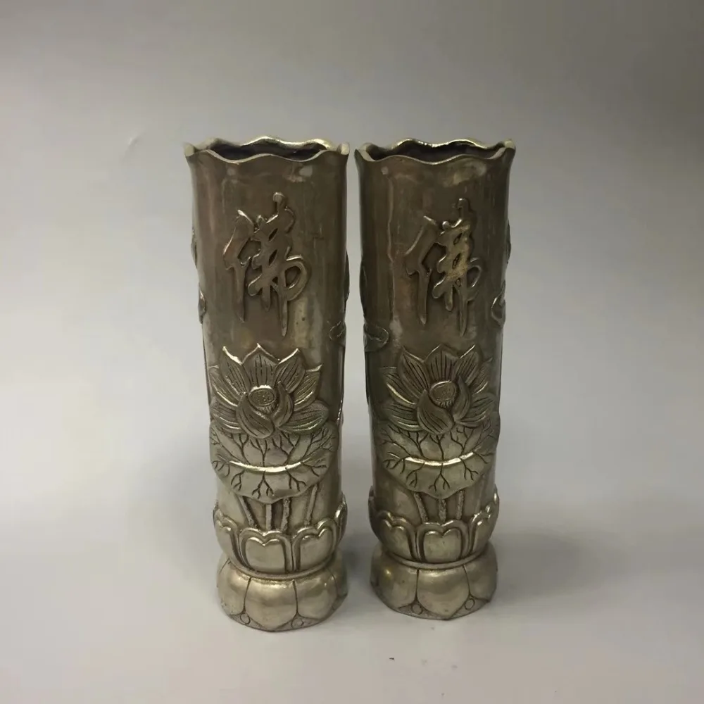 

MOEHOMES tibet fane silver fo Lotus flower statue metal vase home decoration metal crafts