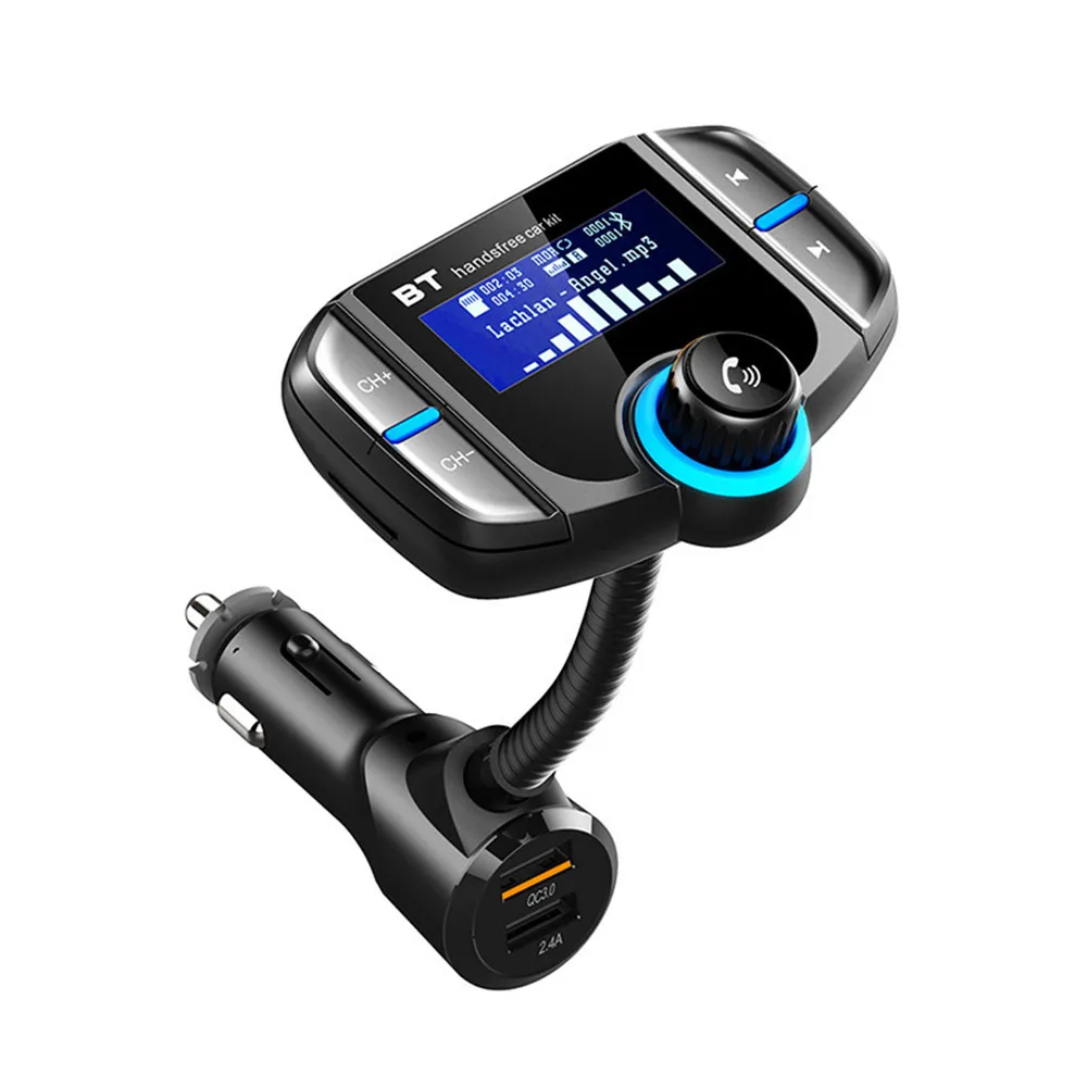 Bluetooth Car Kit FM Transmitter Handfree MP3 Audio Player Voltage Detection Noise Cancellation Dual USB Car Charger AUX music