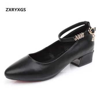 

ZXRYXGS Brand Shoes Women Pumps 2019 New Spring Large Size Genuine Leather Shoes Woman Comfort Soft Bottom Women High Heel Shoes
