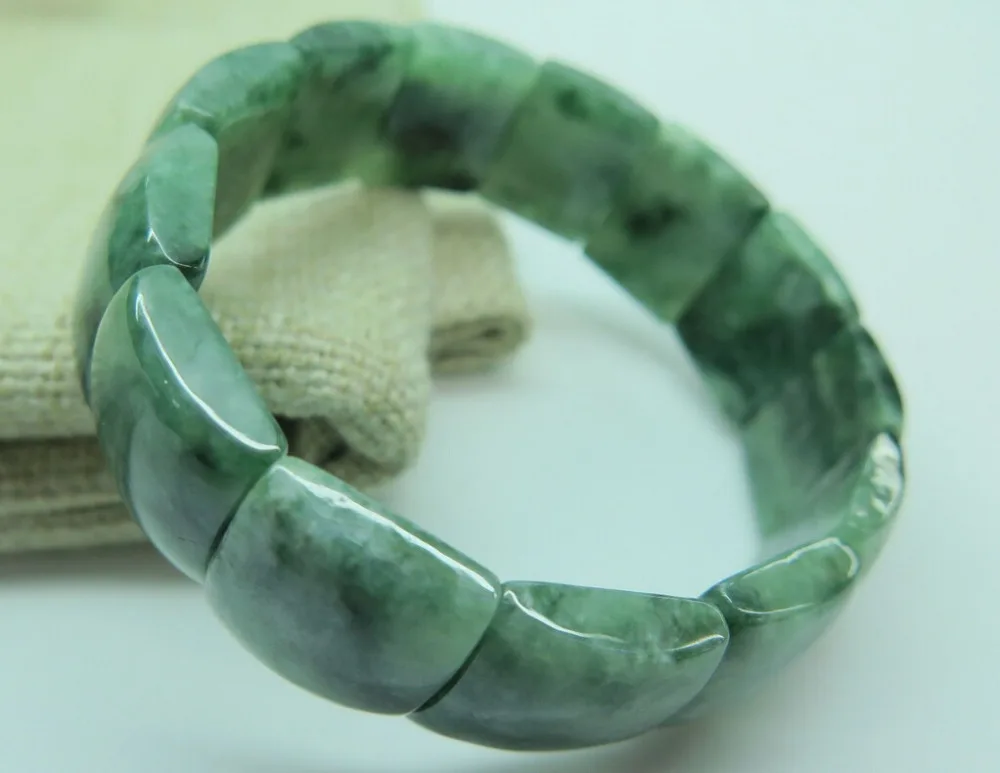 

1280 Perfect Natural A Grade Jade (Oil-green jadeite) Wider Rectangle Bead Bracelet