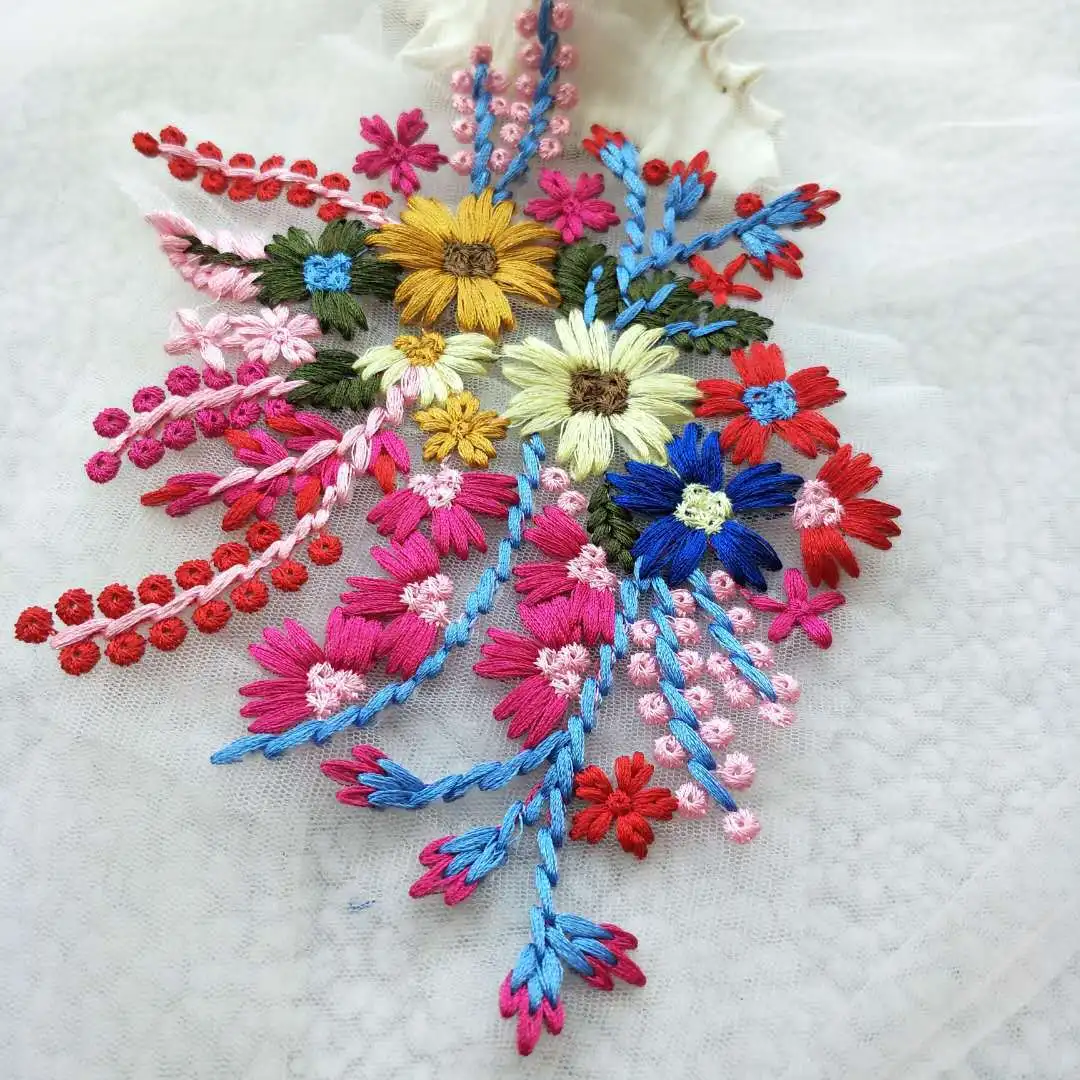 

New flower patch embroidered fashion dress chest hand flower mesh end embroidered