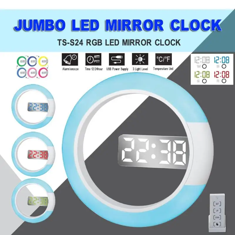 Зеркало с часами как настроить часы. Jumbo led Mirror Clock TS-s24. 12-Дюймовые круглые цифровые RGB. Часы led Mirror Clock na 6095. Инструкция к часам Jumbo led Mirror Clock TS-s24.