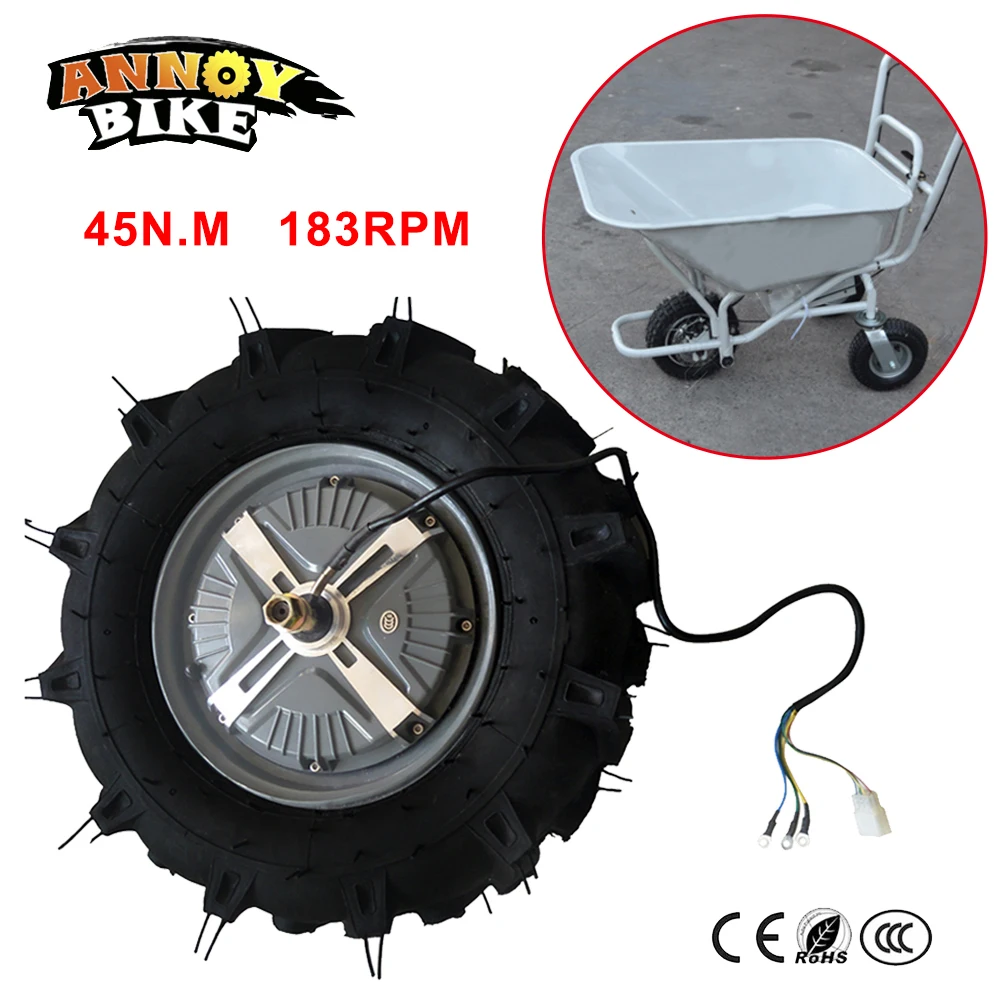 18" Electric Wheelbarrow Motor 45N.M 183RPM 48V 800W 18 inch Off road Rough Tyre electric