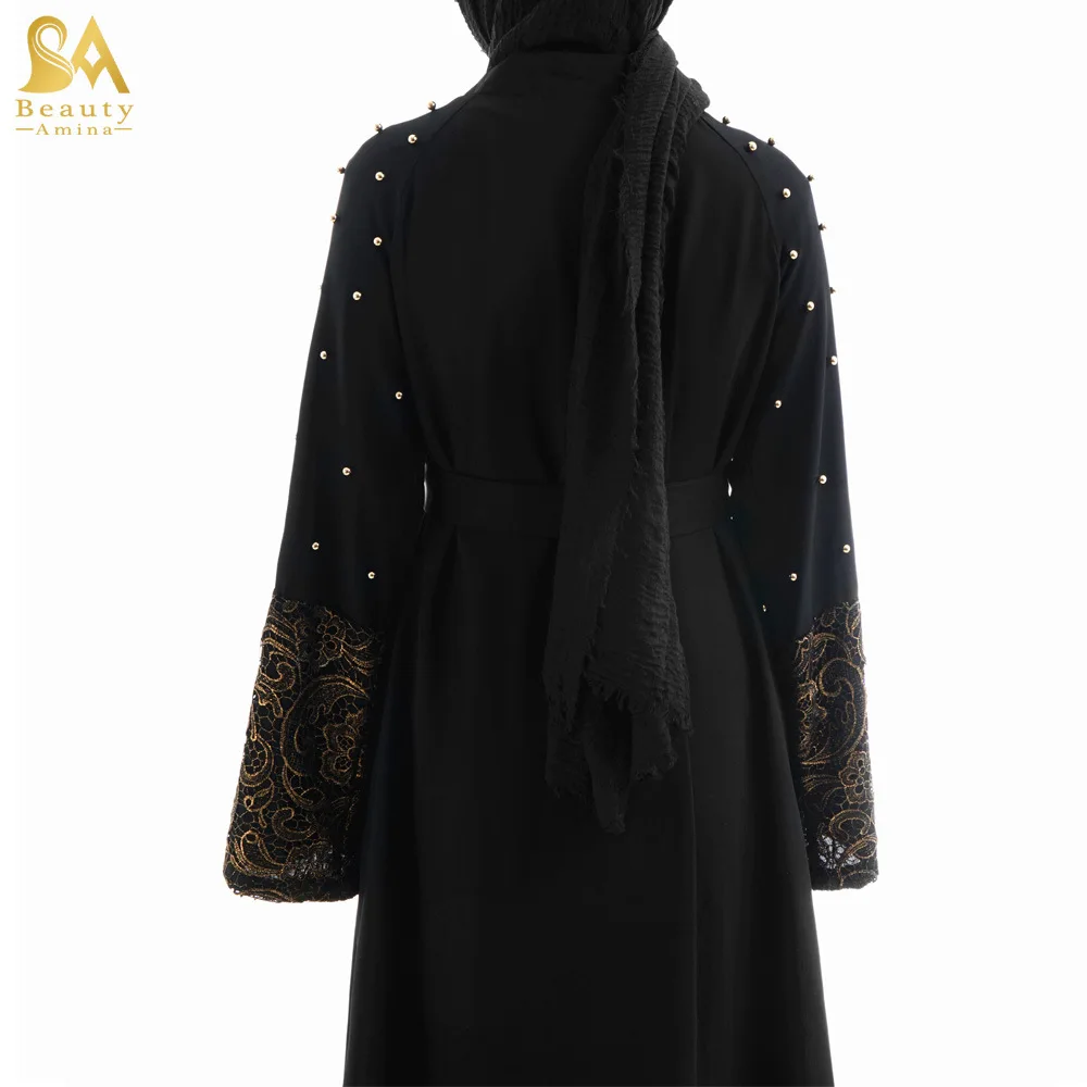 Caidigan Black Robe модный мусульманский халат для взрослых вышитый бисером