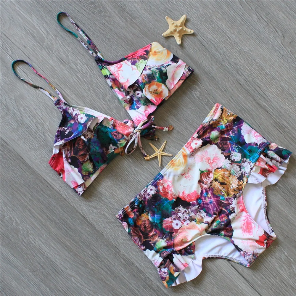 

New Sexy Floral Print Swimming Suit Push Up Swimwear Women Swimsuit Bikini Bandage Beachwear Maillot De Bain Femme 2018 Biquini