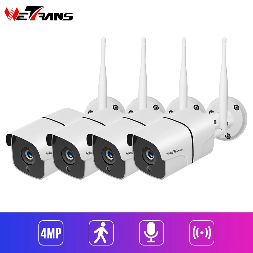 

Wetrans Video Surveillance Home Camera Security System 4MP Audio 4CH Wireless Security Camera Outdoor Night Vision Alarm Cam