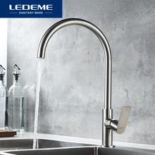 LEDEME смеситель для кухни из 304 нержавеющей стали с одной ручкой и одним отверстием Современный Смеситель для кухни на бортике кран для раковины L74008