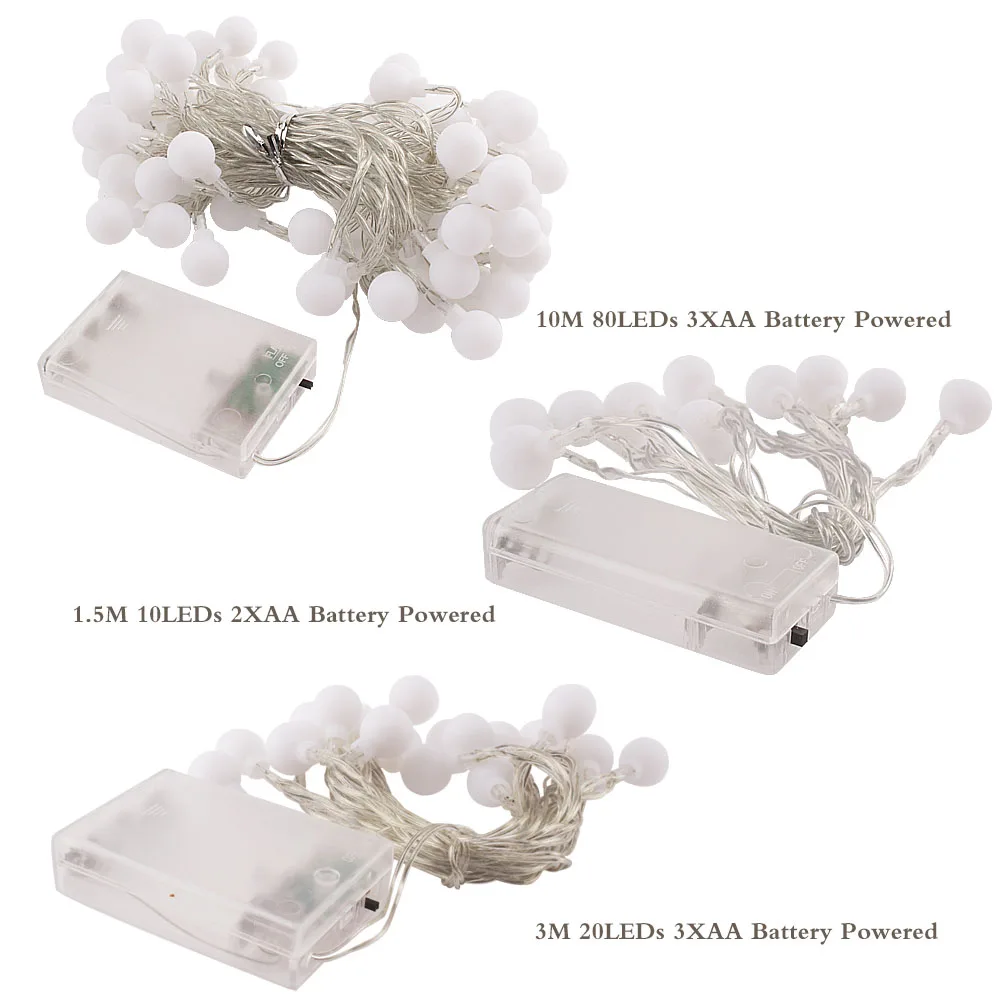 Светодиодный сказочных огней открытый Батарея управлением 20 теплый белый связка шаров огни Водонепроницаемый IP44 сад новогодние гирлянды