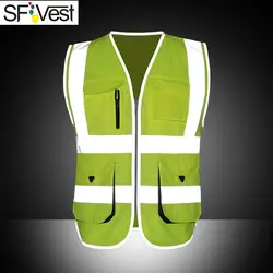 Sfvest высокая видимость безопасности светоотражающий рабочие трафика жилет многофункциональный карман жилет для мальчиков Бесплатная
