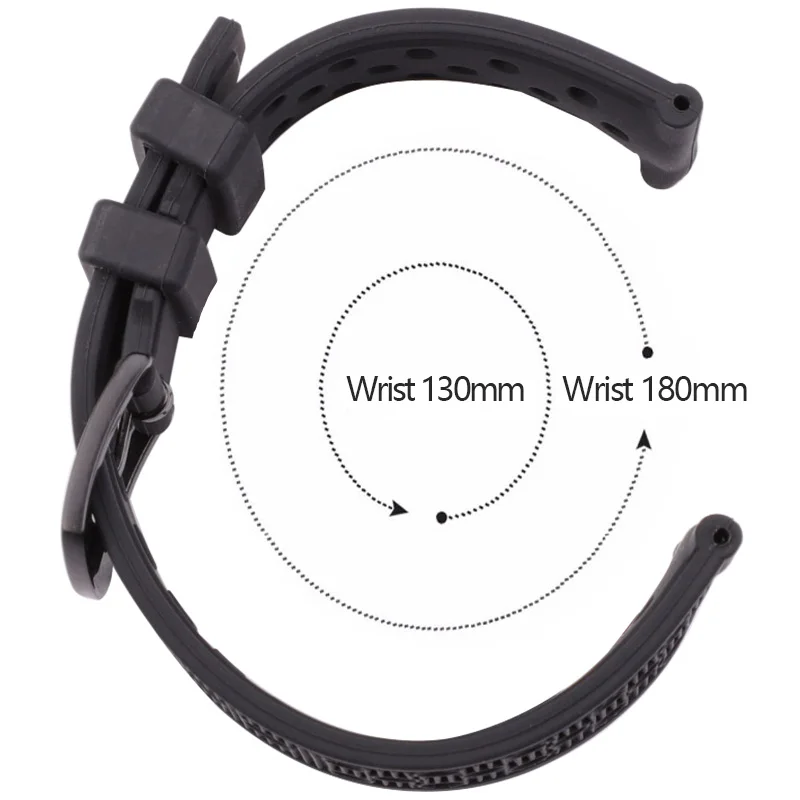 22 мм Ремешки для наручных часов черный водонепроницаемый мягкий силиконовый резиновый мужской ремешок для часов аксессуары для часов Серебристая черная пряжка