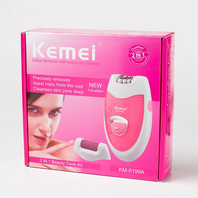 Kemei эпилятор для волос 2 в 1, перезаряжаемый Электрический эпилятор, беспроводной эпилятор, эпилятор для леди, электрический эпилятор для удаления мозолей ног