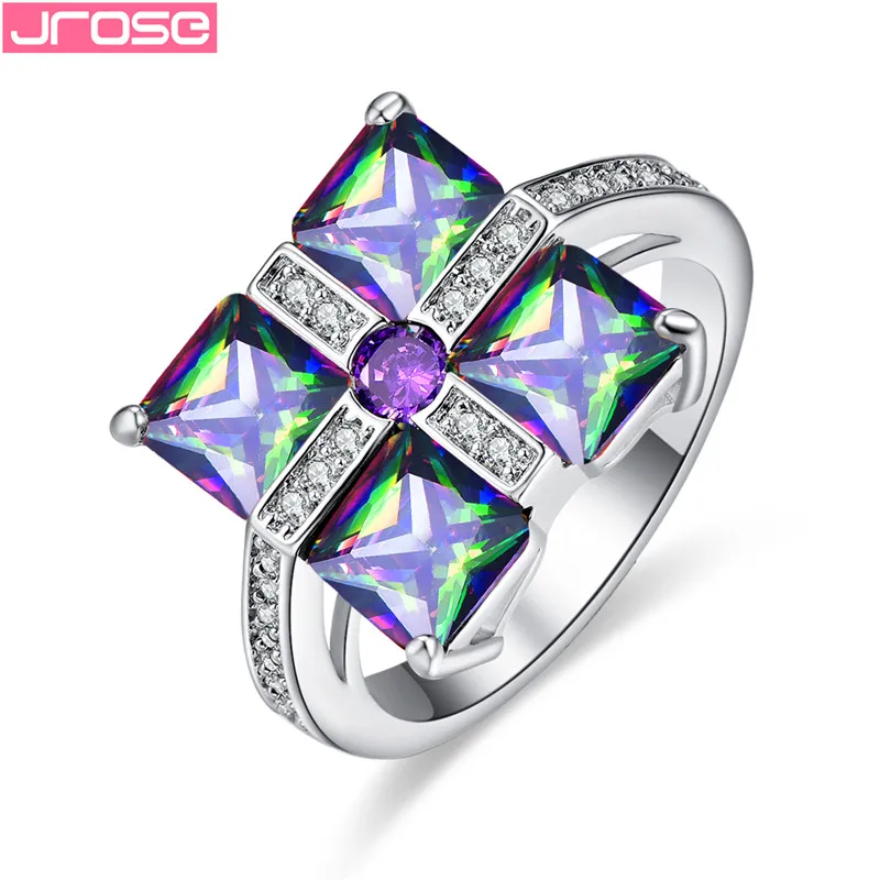 JROSE новый дизайн брендовые дизайнерские кольца для женщин красочный кубический