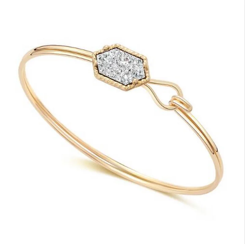 

Fashion Brand Resin Drusy Druzy Cuff Bracelets & Bangles for Women 2018 Hot Sale Inspirational Bracelets Jewelry Gift
