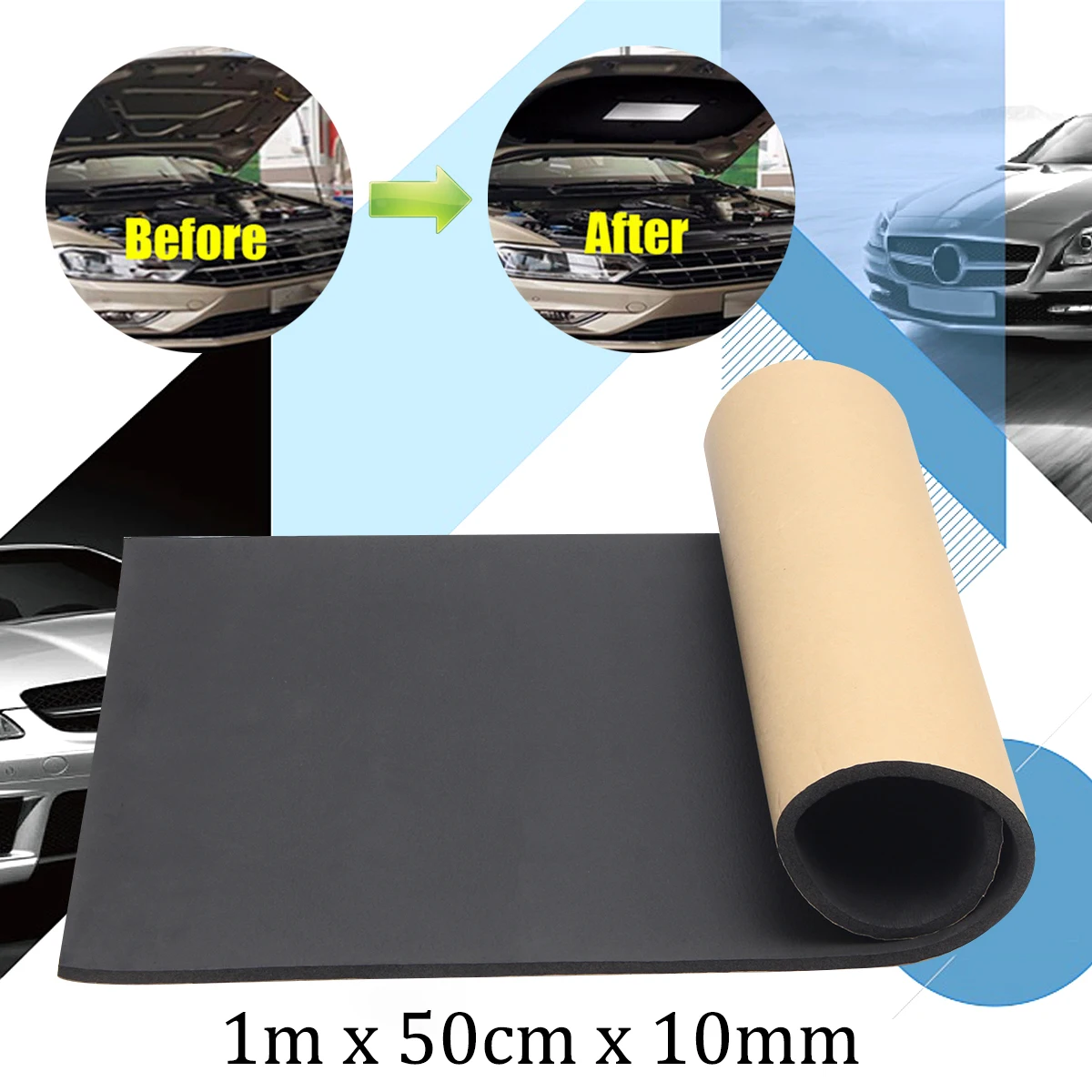 

1m x 50cm x 10mm Thick Closed Cell Foam Sheets Soundproof Insulation Self Adhesive Home Car Sound Acoustic Insulation Thermal