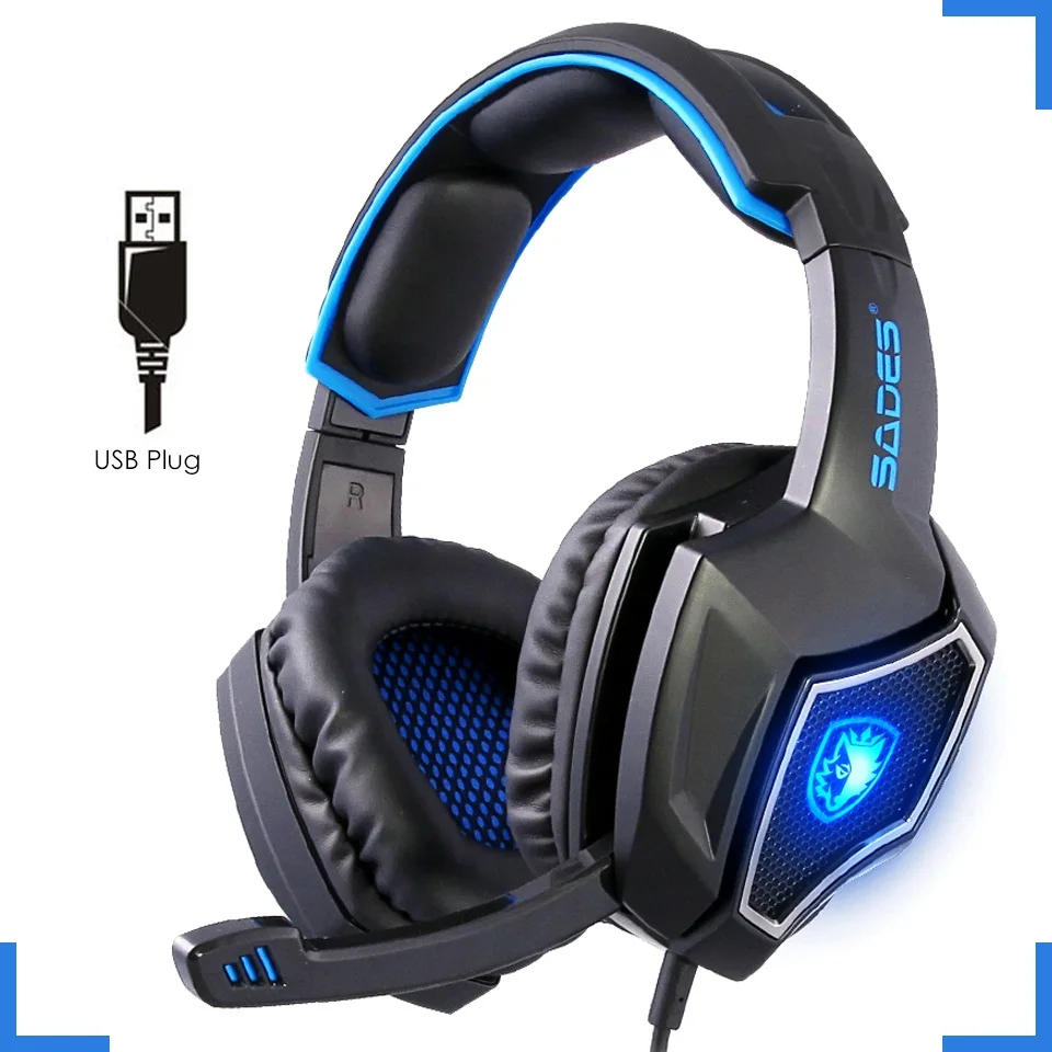 

Spirit Wolf USB Notebook Gaming Headset Luminous 7.1 Big Computer Game Headphones With Microphone